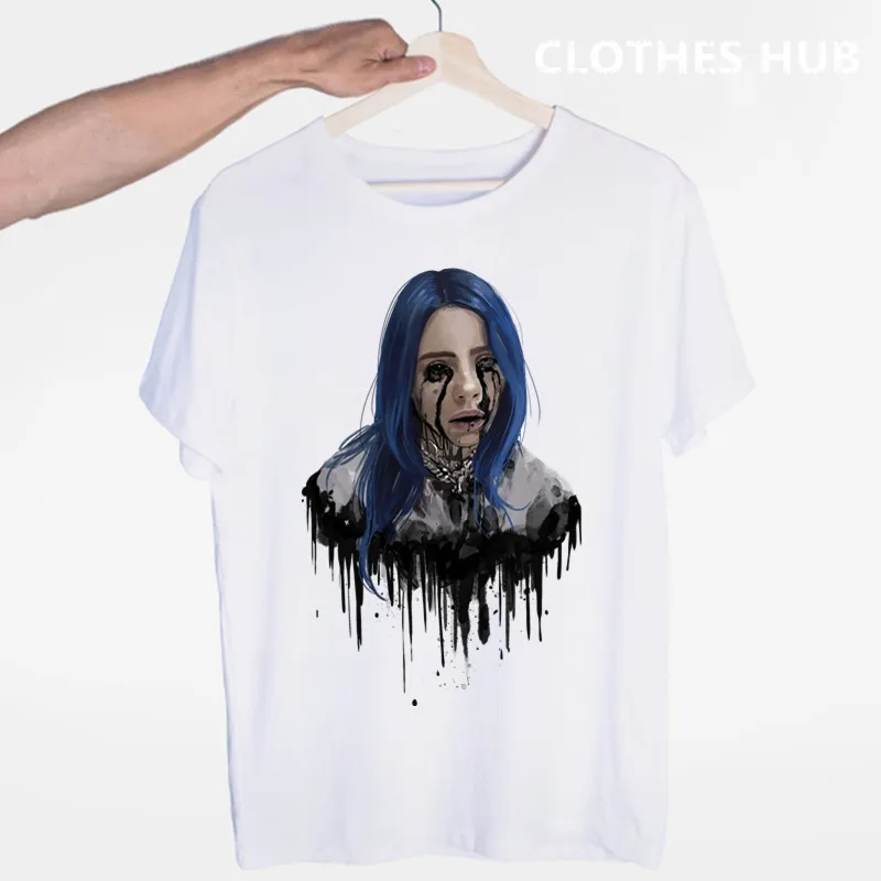 Billie Eilish футболка с круглым вырезом и короткими рукавами Летняя Повседневная модная футболка унисекс для мужчин и женщин - Цвет: Черный