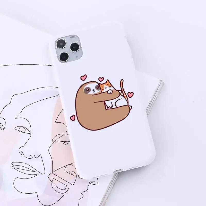 

Sloth Cute Animals Phone Case Candy Color for iPhone 6 7 8 11 12 s mini pro X XS XR MAX Plus