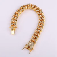 thick cuban chain mens bracelet on hand new fashion bohemian crystal inlaid accessories jewelry 2021 bracelets for man gift