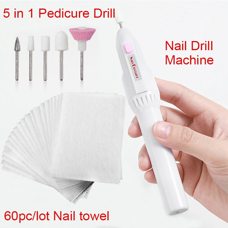 Аппарат для маникюра и педикюра 5 в 1 Белый Портативный Фрезер нейл-арта