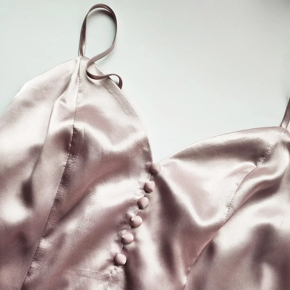 

Two-piece pink pajamas women's suspenders nightdress sweet girly lovely pajamas silky silky texture high-end spring/summer new