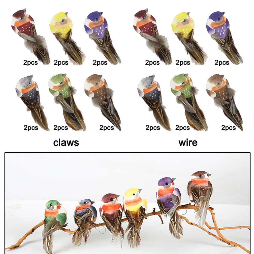 

12Pcs Colorful Decorative Artificial Foam Mini Love Birds Ornaments Home DIY Craft For Wedding Decoration Party Accessories