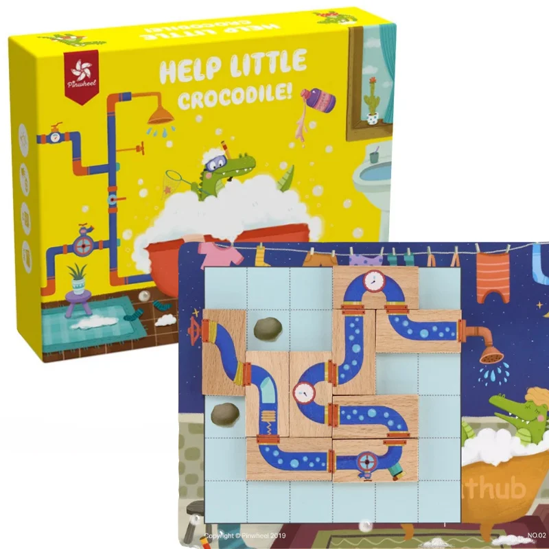 

Connect The Pipes Puzzle Deluxe Wooden Logical Thinking Brain Board Game Featuring 30 Playful Challenges For Ages 4 And Up