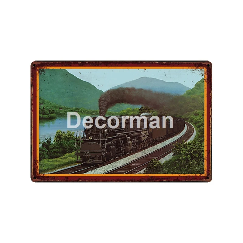 [DecorMan] Винтаж поезд металлический знак на заказ железные картины Бар Паб отель Декор LT-2031 - Цвет: GLC-10093