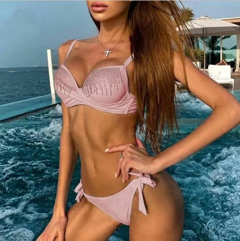 

2020 Summer Fashion New Fashion Women Bikini Set Bandage Push-Up Padded Swimwear Swimsuit Bathing Suit