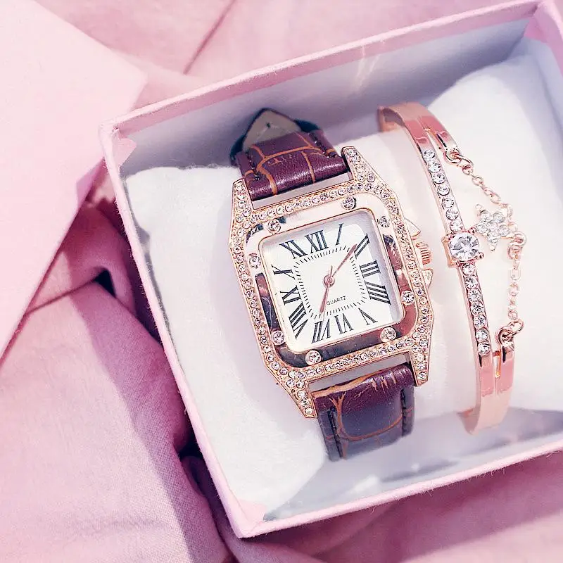 

Women Watch Fashion PU Leather Strap Wrist Watch Bracelet Gift
