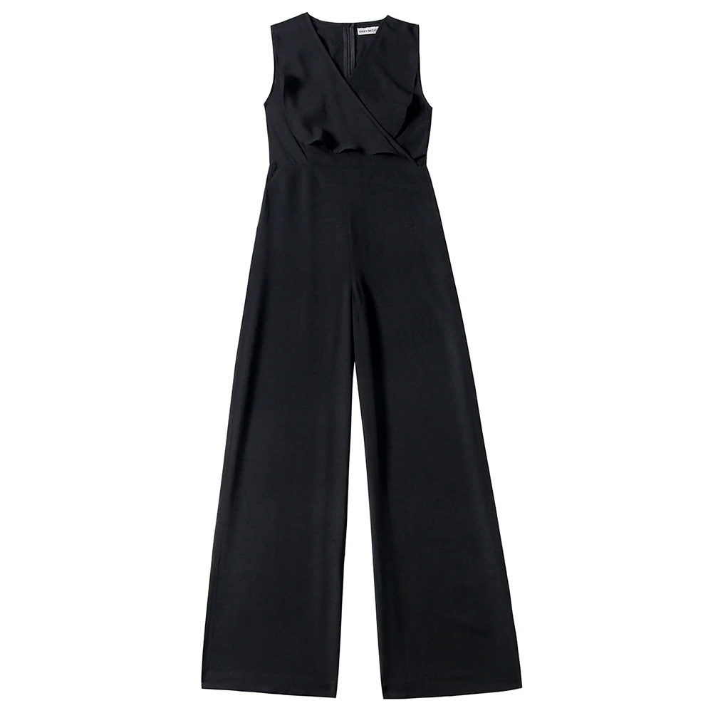 

jumpsuit women Solid Color Sleeveless V Neck Women Summer Jumpsuit Romper Wide Leg Trouserso Overalls for women monos mujer 2020