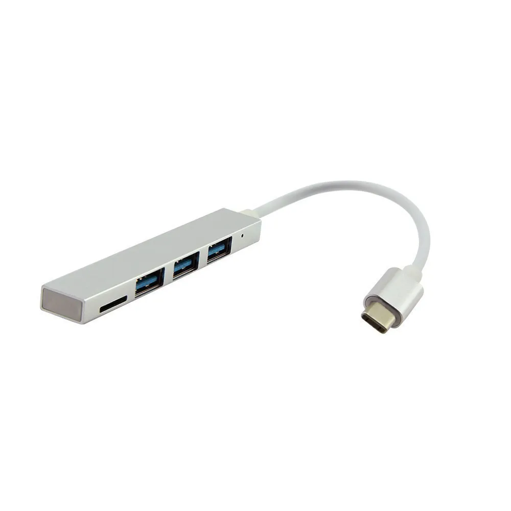 Мульти USB C концентратор 3 порта с TF кард-ридер порт USB 3,0 Тип C 3,1 концентратор переходник разветвитель для Macbook Pro компьютерные аксессуары - Цвет: Серебристый