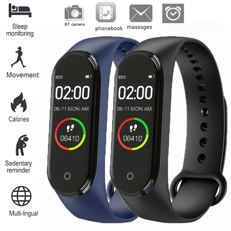 

Smart Watch Pedometer Waterproof Sports Color Screen M4 Watch Heart Rate Monitor Smartwatch For Men Women Watches Hours