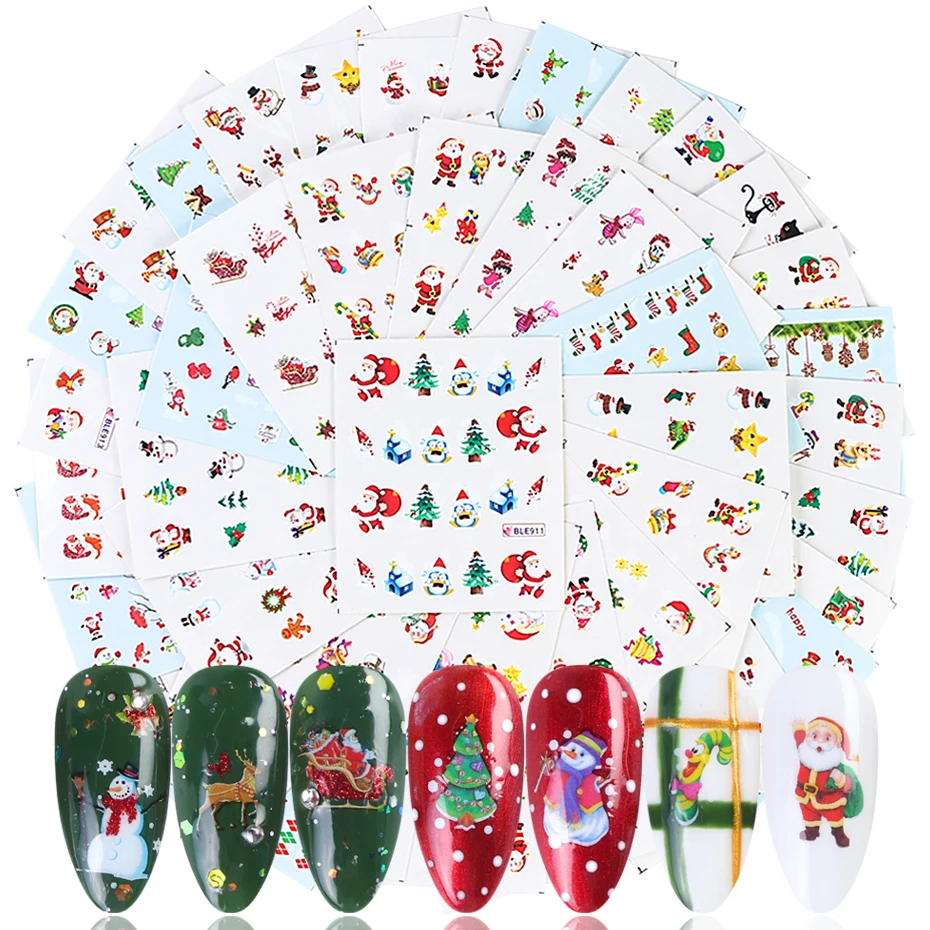 44 шт. Рождественская наклейка снеговик для ногтей Черный мультяшный Кот Водные