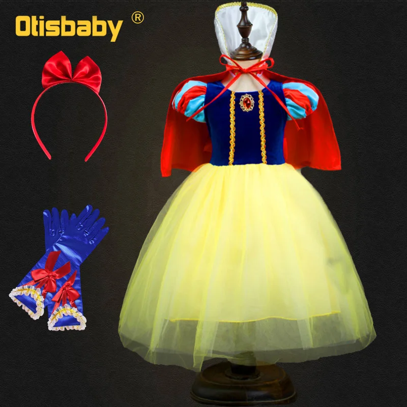 

New Year Girls Snow White Dress Kids Princess Dress Up Halloween Costume Fancy Clothing Christmas Party Fantasia Fairy Frock