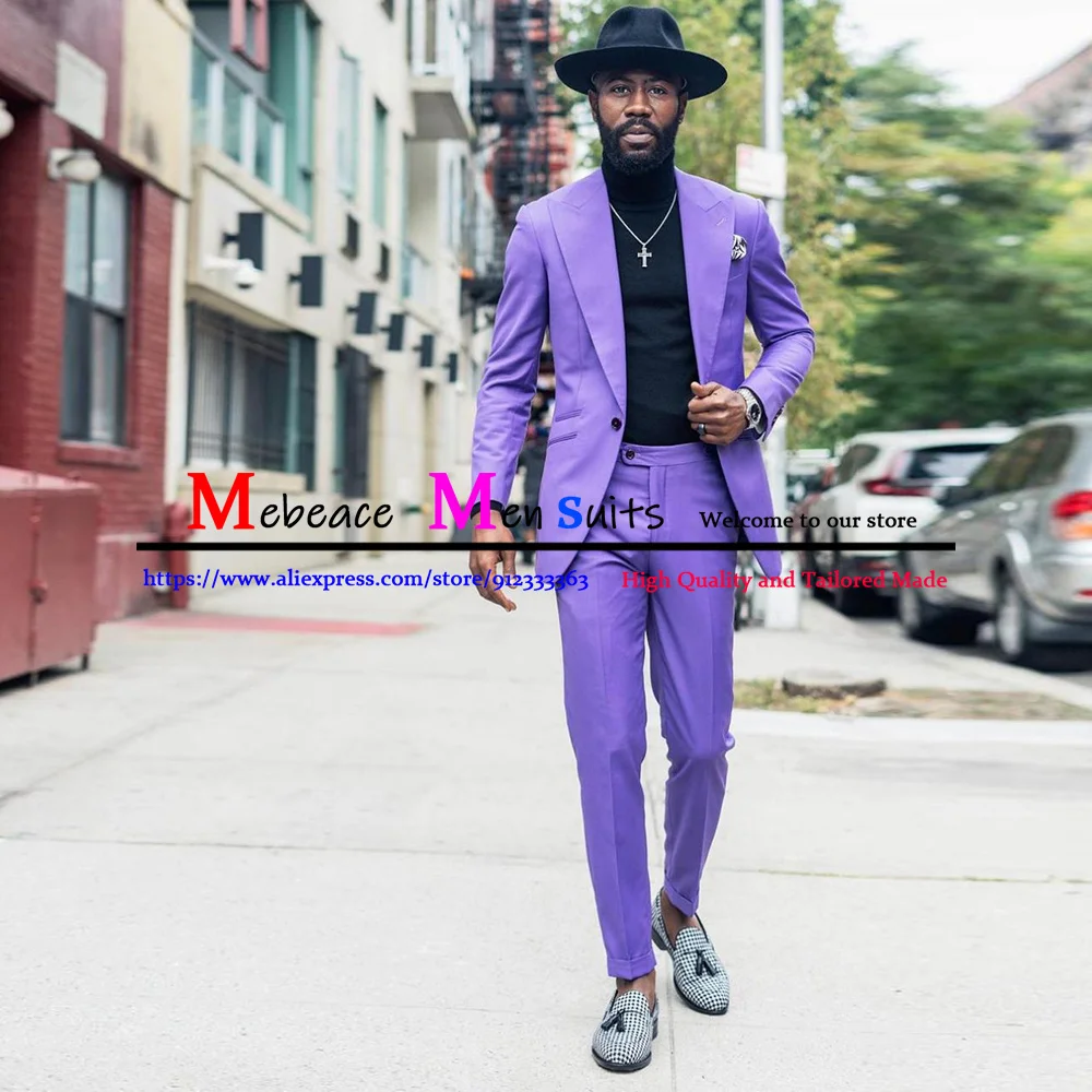 

Модное Новое поступление, фиолетовое пальто с брюками, мужские костюмы, облегающие смокинги для мужчин на свадьбу, мужская повседневная одежда, костюм (пиджак + брюки)