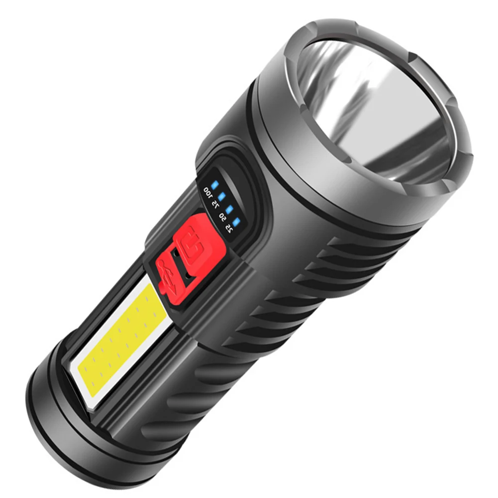 

Led Flashlight Usb Rechargeable Power Display Powerful Torch Handheld Light Hiking Fishing Electric Torch New
