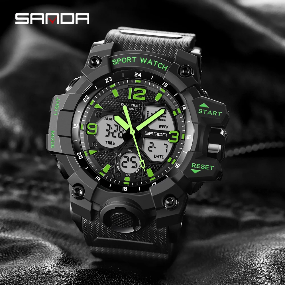 

Sanda Outdoor Sports Shockproof Electronic Watch For Men and Women Multifunctional Fashion Trend Waterproof Luminous Watches