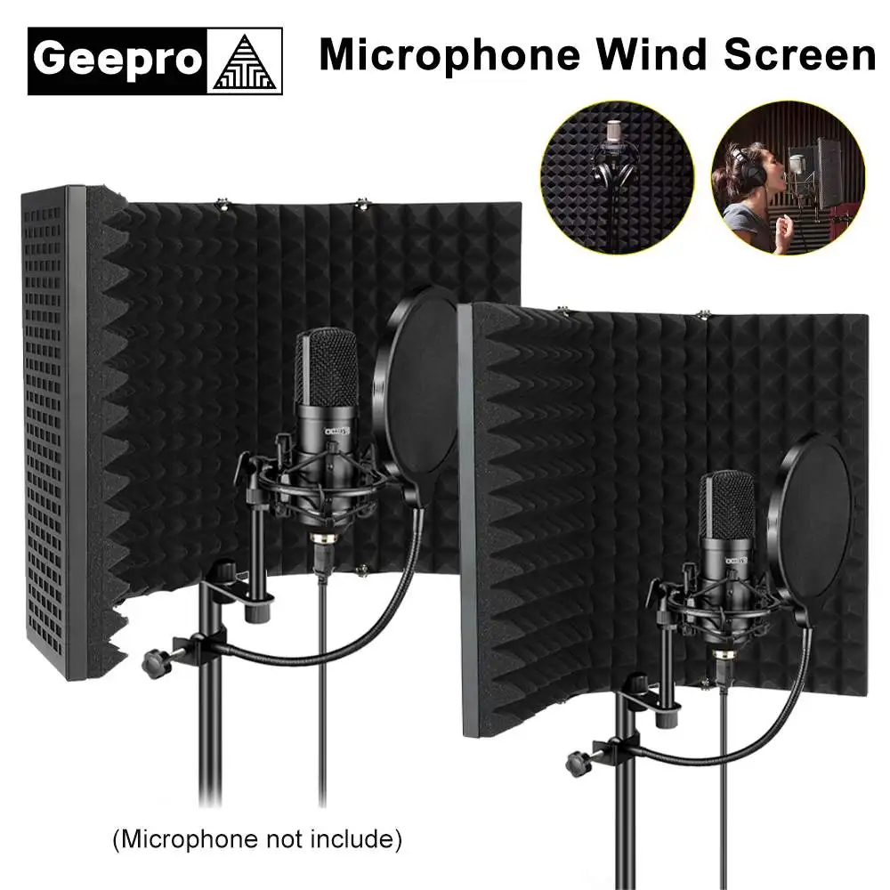 

Трансляции студийная звукоизоляция для микрофона Регулируемая Складная Шум снижение звукопоглощающие Микрофон Ветер Экран щит