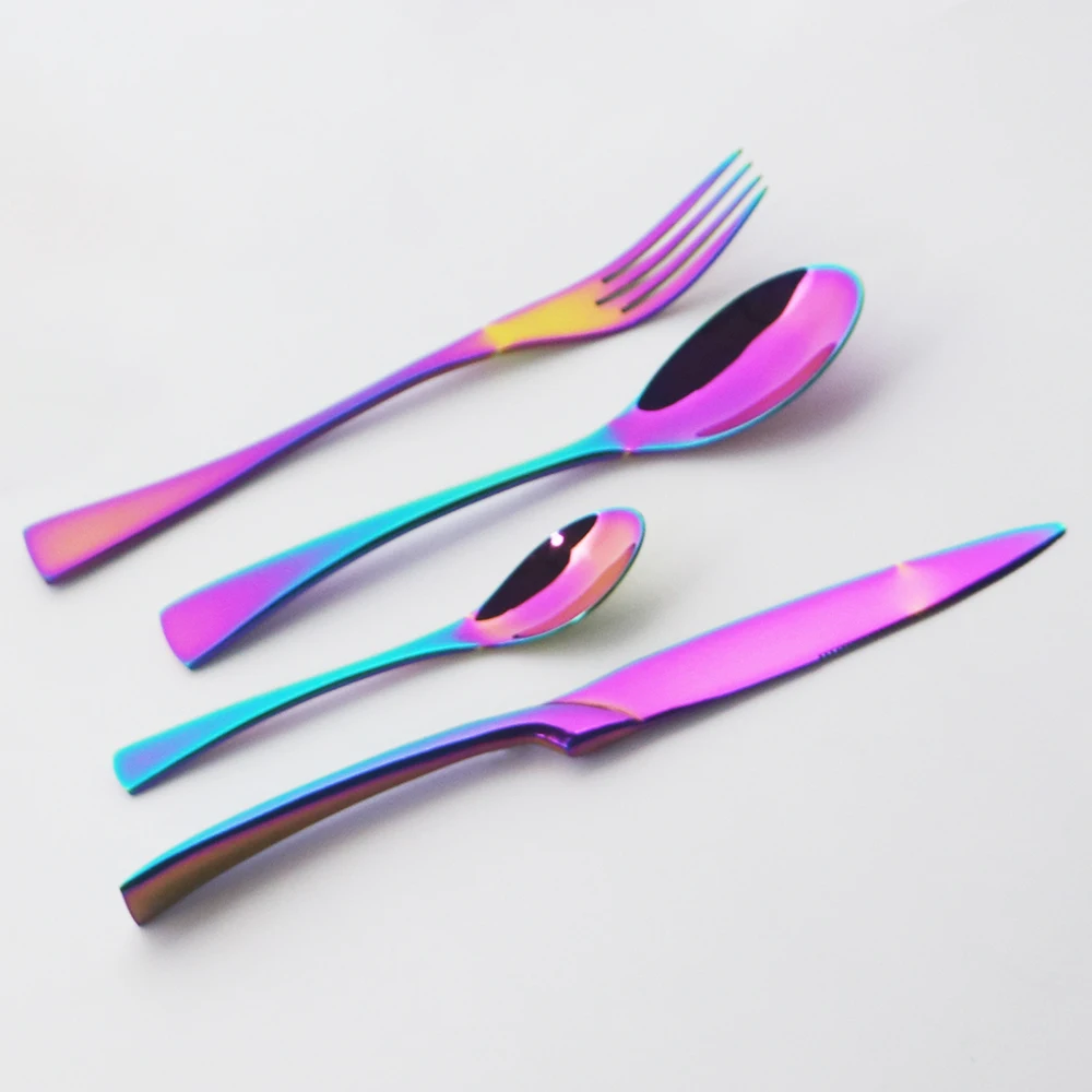 

4Pcs/set Black Cutlery Set 18/10 Stainless Steel Dinnerware Set Western Knife Fork Spoon Dinner Tableware Kitchen Silverware Set