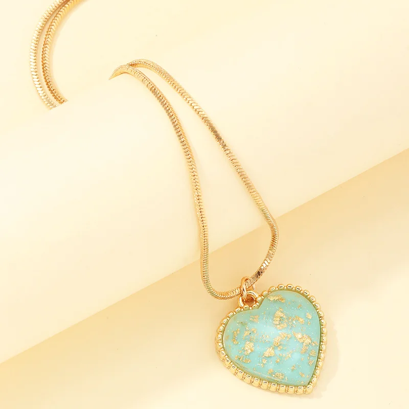 Sweet Girls Necklaces Fashion Women Lover Heart Pendant Retro Gold Foil Alloy Necklace Jewelry Gifts For Wedding Engagement | Украшения и