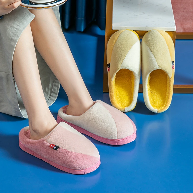 

Women Men Slippers Winter Home Fashion Non-Slip Soft Warm Cute Indoor Bedroom House Couples Floor Shoes