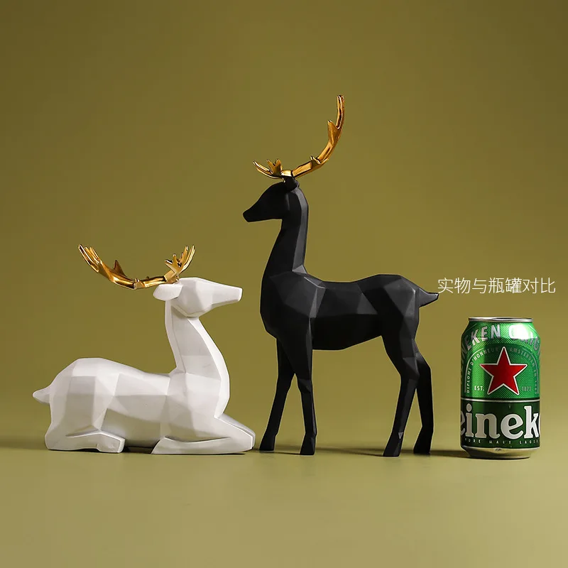 BUF современная абстрактная маленькая статуя черного оленя полимерные украшения