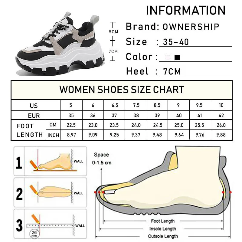 

Women's Chunky Sneakers Thick Bottom Platform Vulcanize Shoes Fashion Breathable Casual Running Shoe for Woman Female 2020