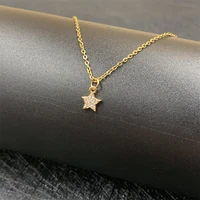 temperament metal zircon shinny star pendant charm chain vintage planet moon clavicle necklace jewelry accessories gifts for fem