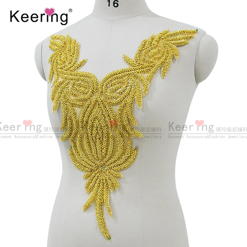 Жемчужная большая аппликация ручной работы для свадебного платья. WDP 072|Заплатки|