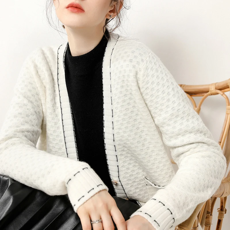 Новинка Осень зима Модный Кардиган кашемировый свитер женский 100% чистый кашемир|