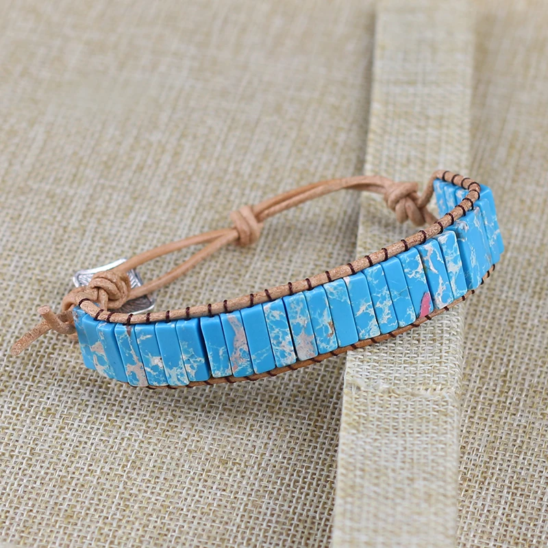 Браслет Чакра Ювелирные изделия ручной работы натуральный камень голубой