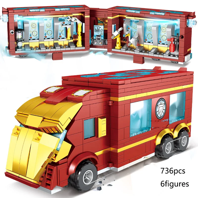 

736pcs Iron Man Truck Building Blocks with figures Stark Industrial Technology bricks toy gifts