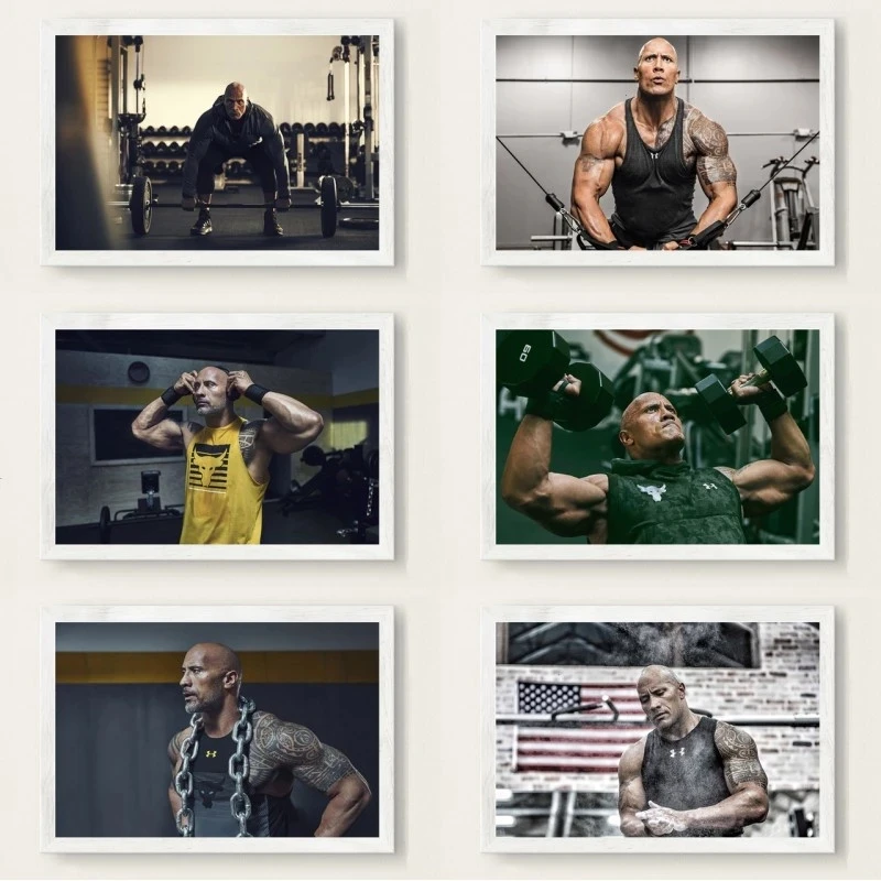 

The Rock Dwayne Johnson Workout Fitness Bodybuilding Muscle Art Painting Vintage Canvas Poster Decor Fitness Room Wall Picture