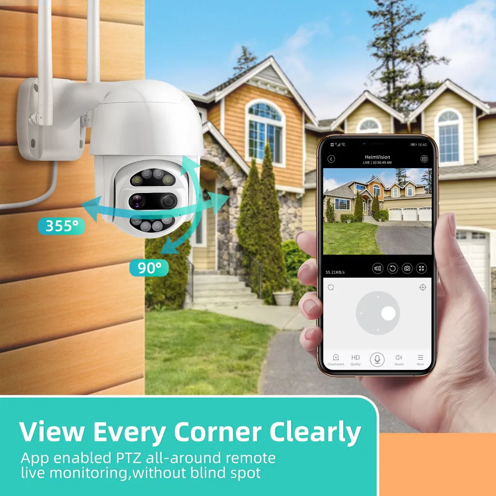 

HMF12MQ Wifi IP Dome Camera 2*2MP PTZ 12X Digital Zoom Security Color Night Vision 2 Way Audio Outdoor Waterproof