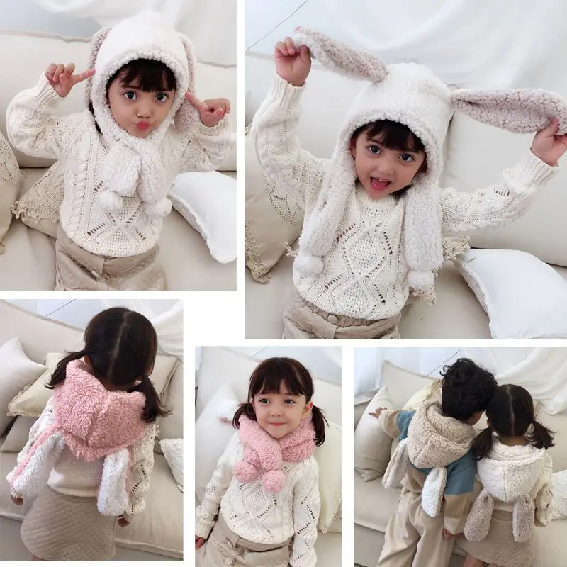 Детская зимняя Милая Флисовая теплая шапка шарф для мальчиков и девочек|Мужские