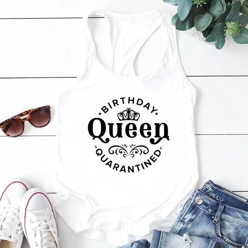 Майка женская на день рождения с надписью Queen пикантная летняя рубашка без