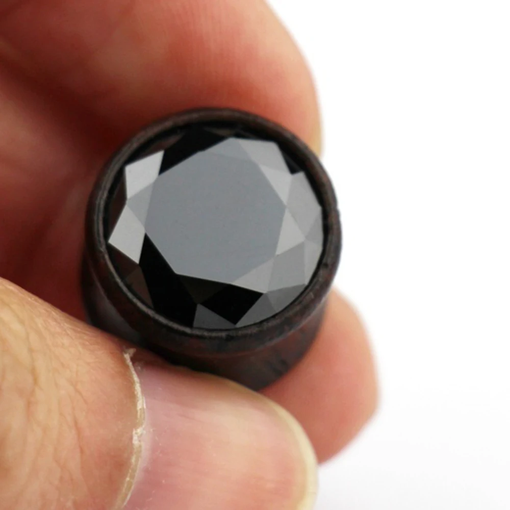 2 шт. деревянные серьги-туннели с цирконом