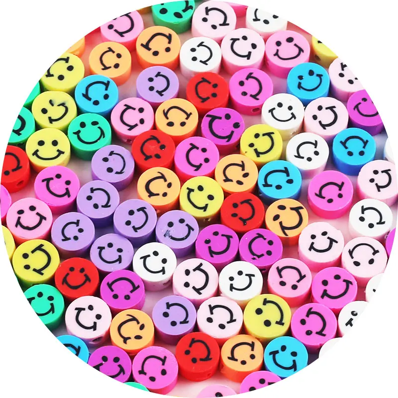 Смешанные бусины из полимерной глины в форме смайлика разделители россыпью для