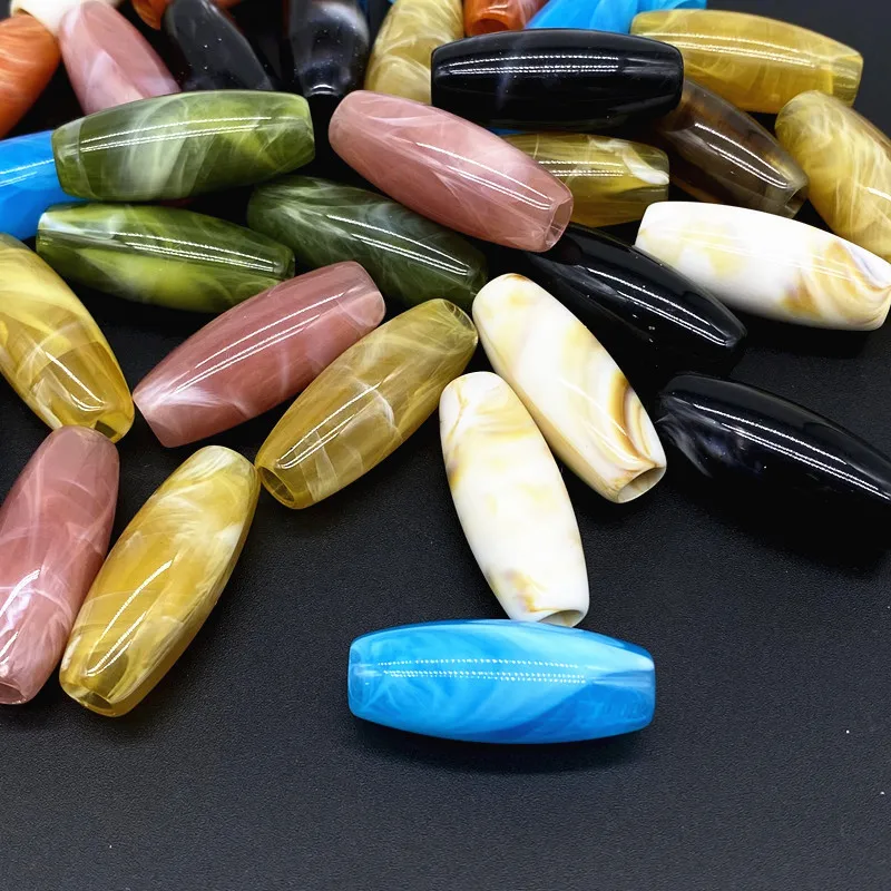 

12x31mm Big Hole Dzi Bead Shape Acrylic Beads Clouds Effect Beads Jewelry Makeing Bracelet necklace Accessory #RoLi