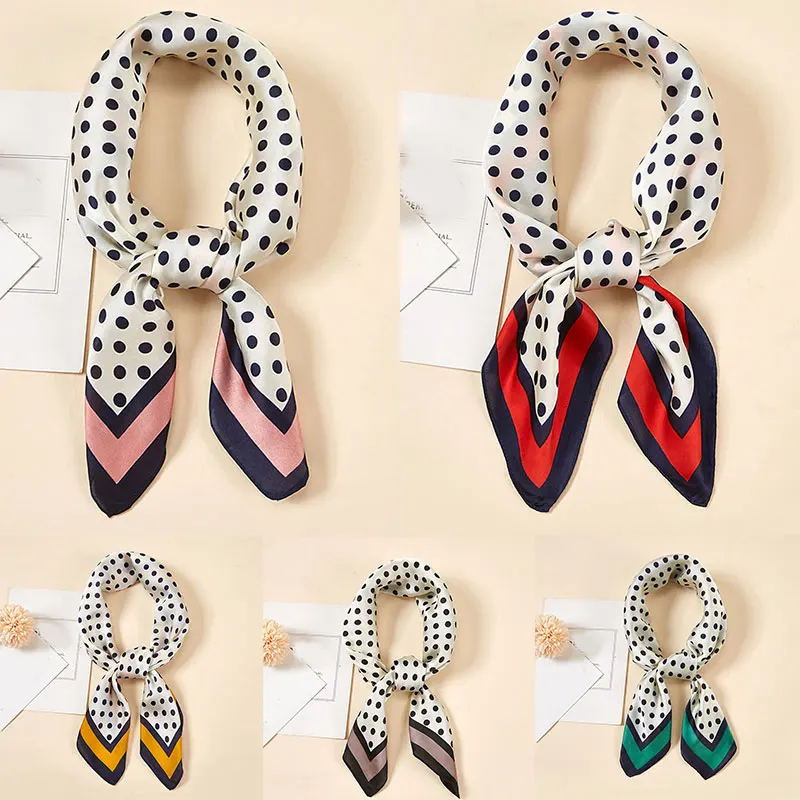 

Платок Шелковый Атласный Женский, 70 см, в горошек