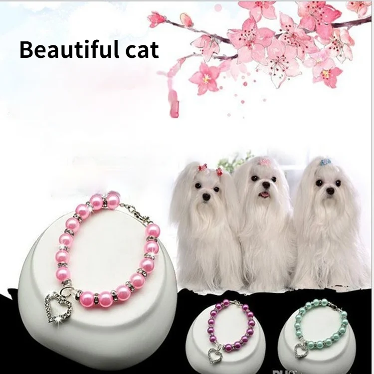 

Pet products pearl necklace pet collar cat and Dog Jewelry personalised dog collar fashion cat collar