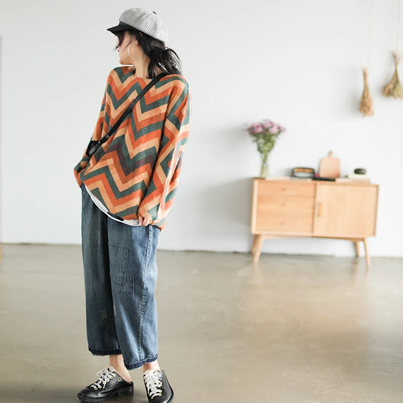 Johnature Women Pullover Sweaters Sweet Soft Cloths 2019 Autumn New Long Sleeve O-Neck Mori Girl Vintage | Женская одежда