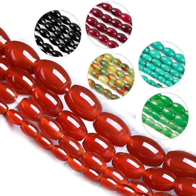 

Natural stone red rice beads Semi-precious stone DIY handmade necklace jewelry accessories AA grade red stone rice beads