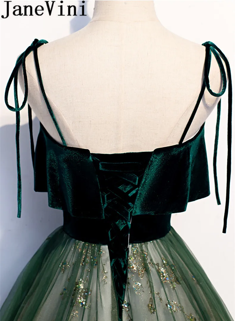 Женское бархатное платье на тонких бретельках jaevini темно-зеленое длинное с