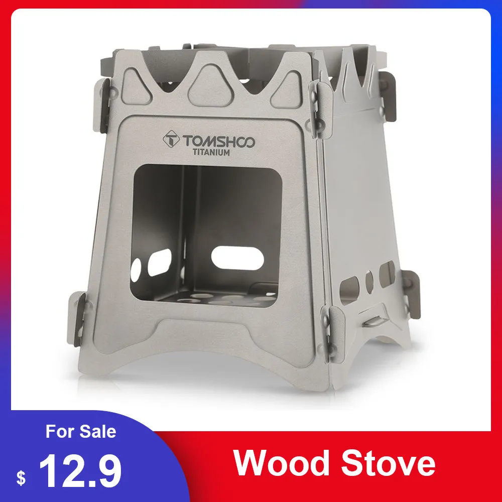 TOMSHOO Titanium Wood Burning Stove Portable Backpacking Camping Outdoor Firewood Furnace Lightweight Picnic Survival Cooking