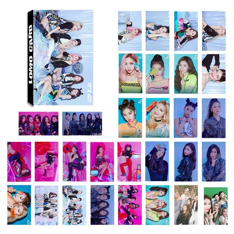 30 шт./компл. ITZY Фотокарта фото карты из ПВХ с украшением в виде кристаллов наклейки карт для автобуса для студенческого билета набор канцелярских принадлежностей