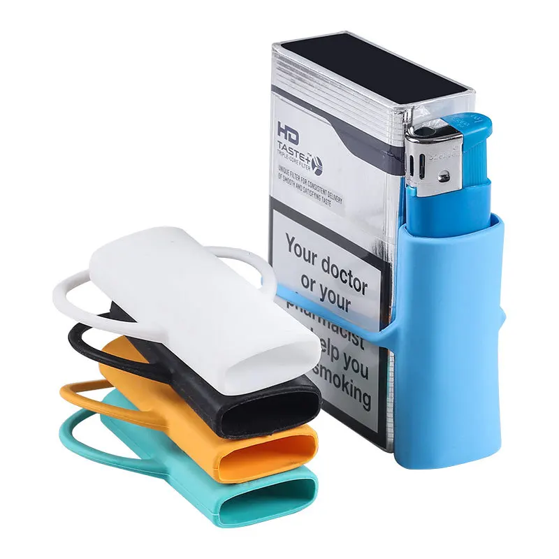 

Anti-fall Non-slip Lighter Cover Sleeve Portable Silicone Gas Lighter Case Hug Cigarette Box Smoking Cigarette Accessories