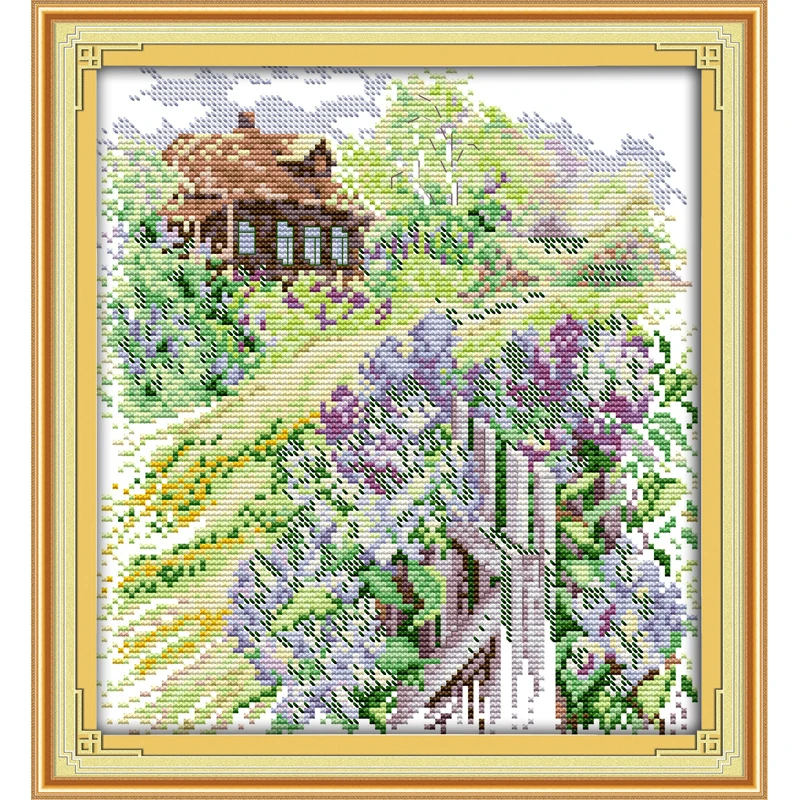 

Everlasting Love Country Path Chinese Cross Stitch Kits Ecological Cotton Stamped DIY 11 14CT New Year Gift Decorations For Home