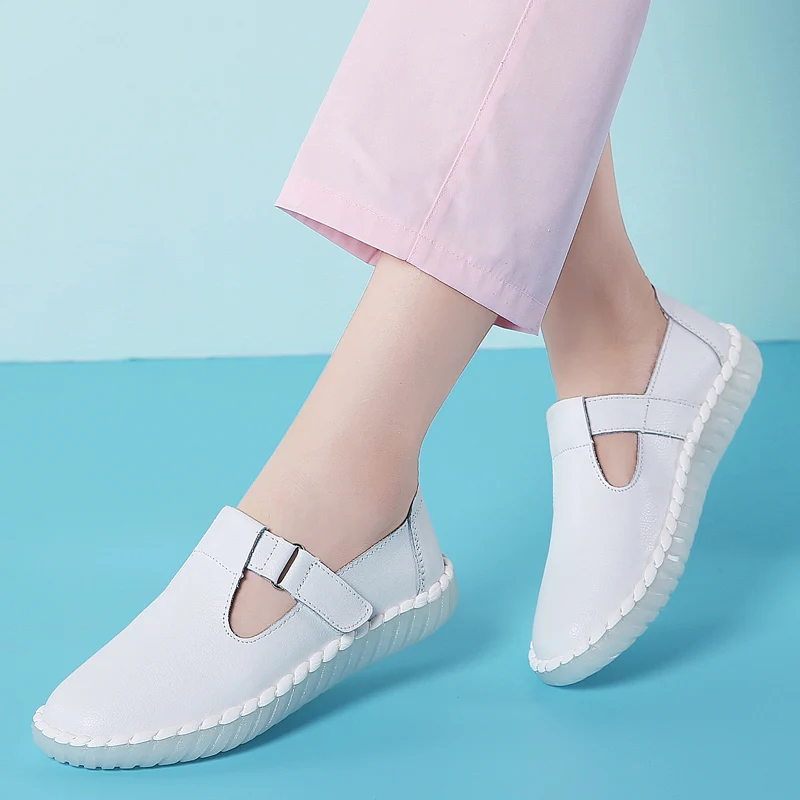 Туфли женские прогулочные мягкий мокасин с круглым носком из микрофибры плоская