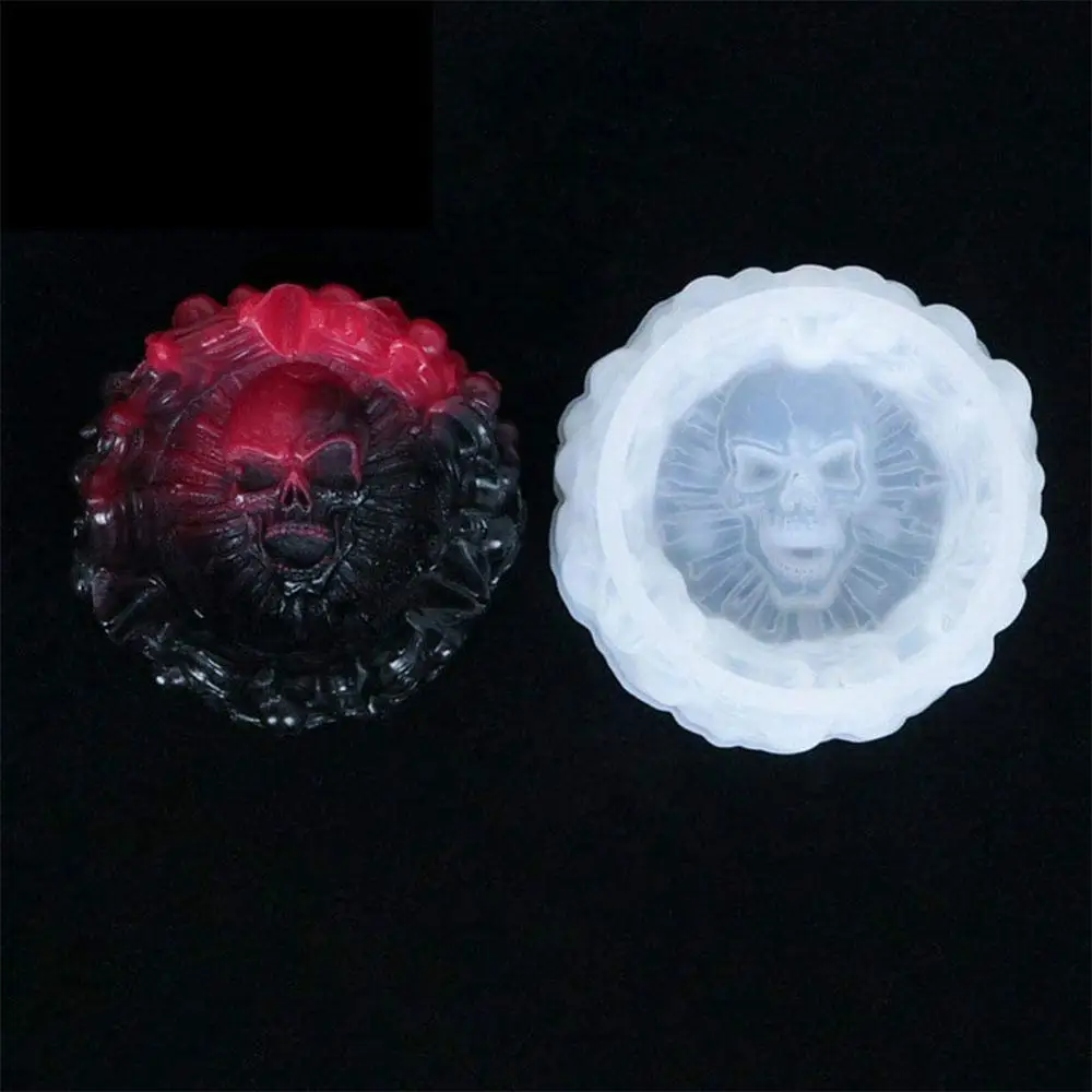 

Epoxy Resin Casting Mold with Skull Resin Silicone Mold + Terrace Round Resin Art Molds DIY Ashtray Mold