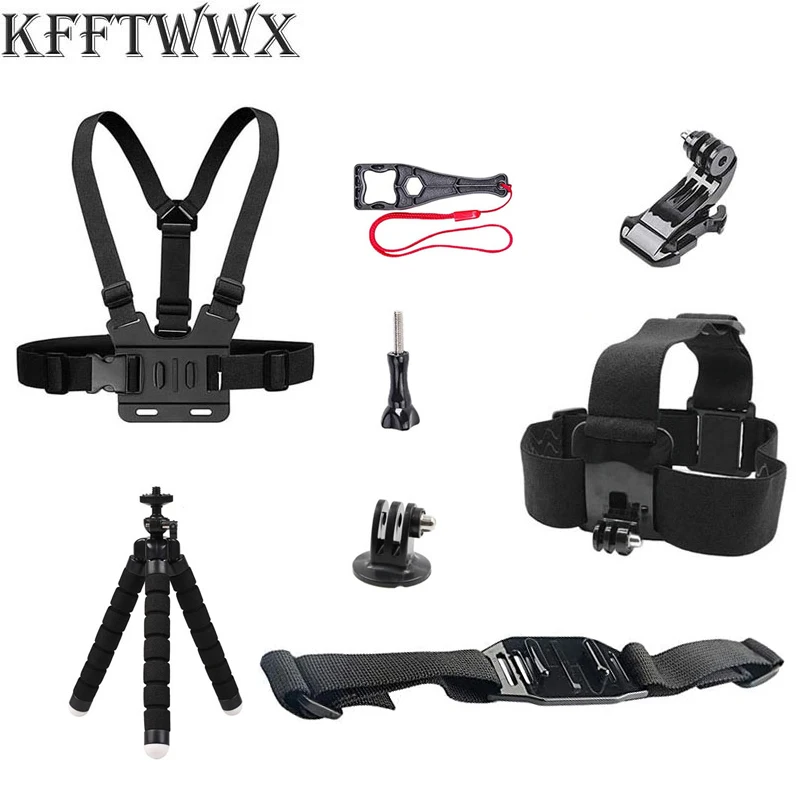 Набор аксессуаров KFFTWWX для Gopro Hero10, 9, 8, 7, 6, 5, штатив, черный головной нагрудный ремень для SJCAM, для Xiaomi, для Yi 4K DBPOWER Vantop