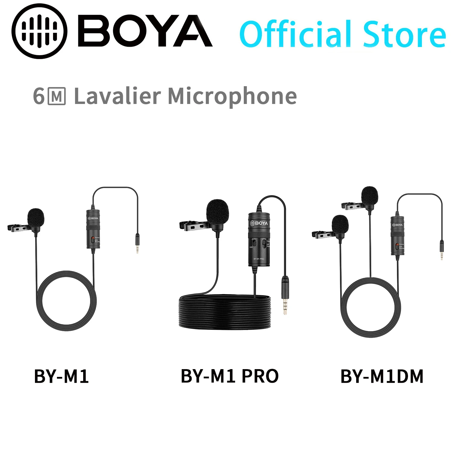 Всенаправленный конденсаторный монитор BOYA BY-M1/M1 PRO/M1DM 6 м петличный микрофон для