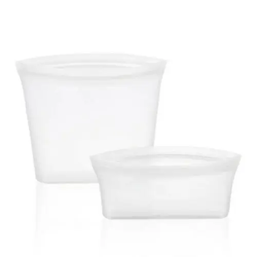 2PCS Bags White 2 шт/3 шт кухонные многоразовые силиконовые герметичные контейнеры с замком-молнией, набор оригинальных силиконовых чаш для хранения еды, чашки, сумки, набор - Цвет: 2PCS Bags White